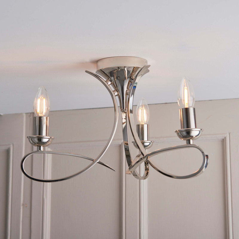 Cliff Semi Flush Mount, Polished Nickel