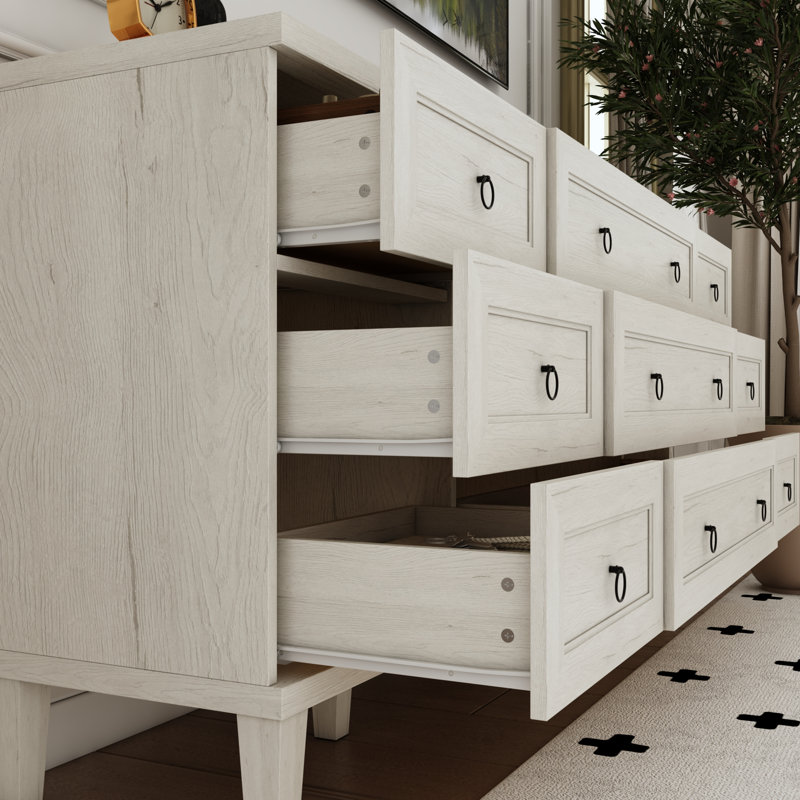 Farmhouse 63.4"W×31.5"H 9-Drawer Dresser, Gray