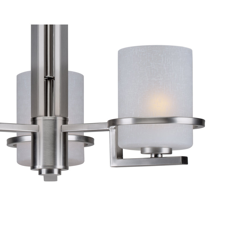 Lustre classique/traditionnel ombré 3 lumières Vanzandt, Nickel brossé, Lin blanc