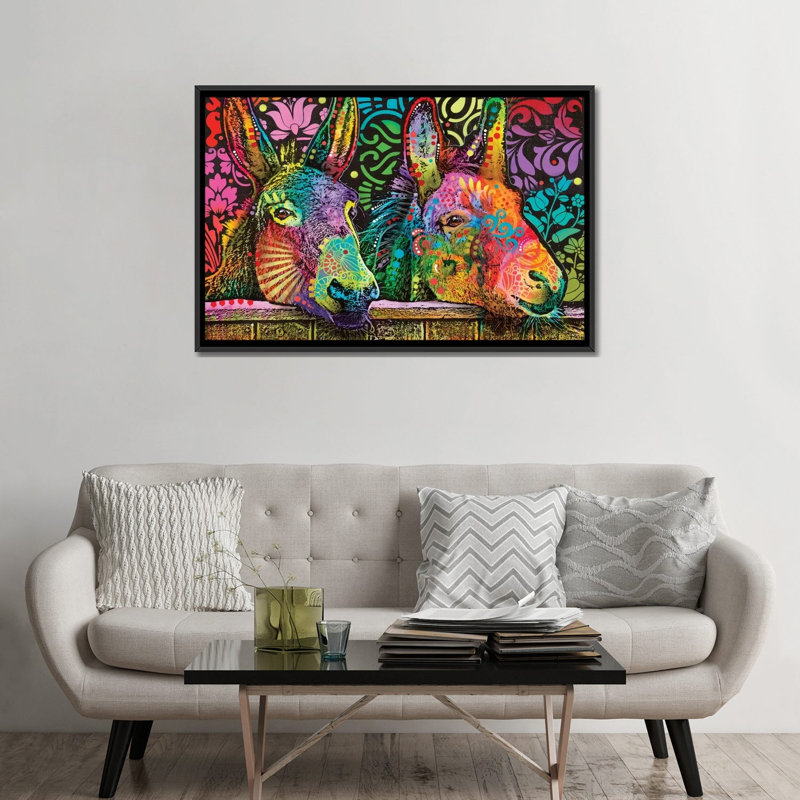 «Donkeys», reproduction d'impression sur toile, H 32 po x l 48 po x P 1,5 po, Toile avec cadre noir