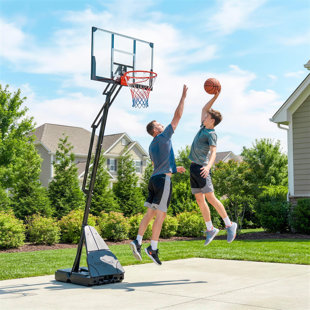 Basketball Hoop Outdoor Portable, 8-10ft Adjustable Basketball Goal, 47 Inch Shatterproof Backboard w/Shock Absorbent Rim, Fillable Base, for Youth & Adult, for Backyard, Driveway, Indoor