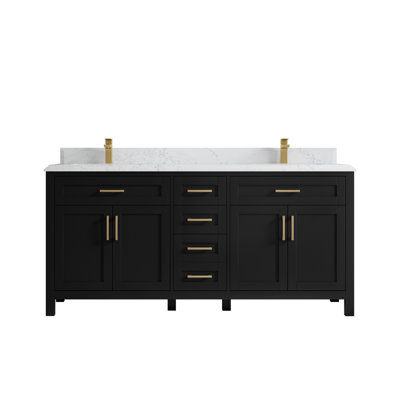 72'' Double Bathroom Vanity with Quartz Top