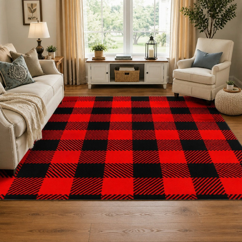 Tapis 1 pièce Buffalo Plaid, L 78,7 po x L 118,1 po x 1 pièce