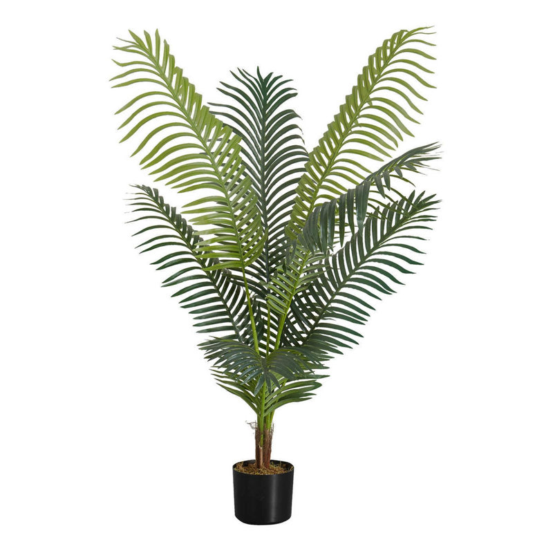 Palmier artificiel Aldo, 47 po, 8 feuilles réglables en soie avec pot noir