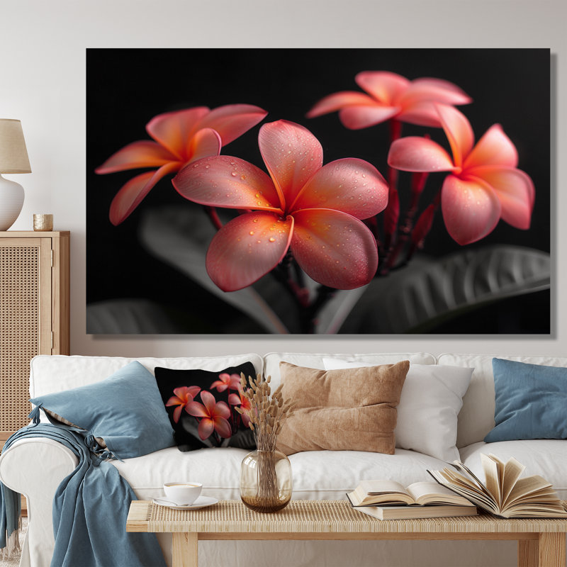 Neumann - Plumeria Wall Art Living Room, Toile tendue, H 28 po x l 60 po