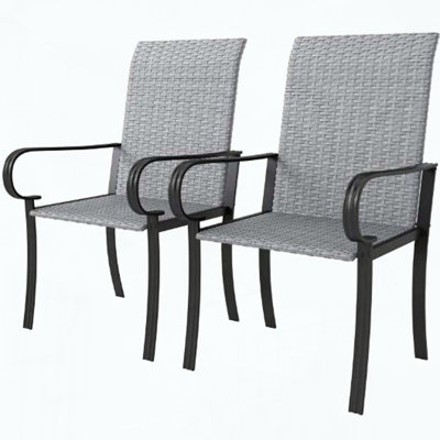 Set of 2 PE Rattan Dining Chairs