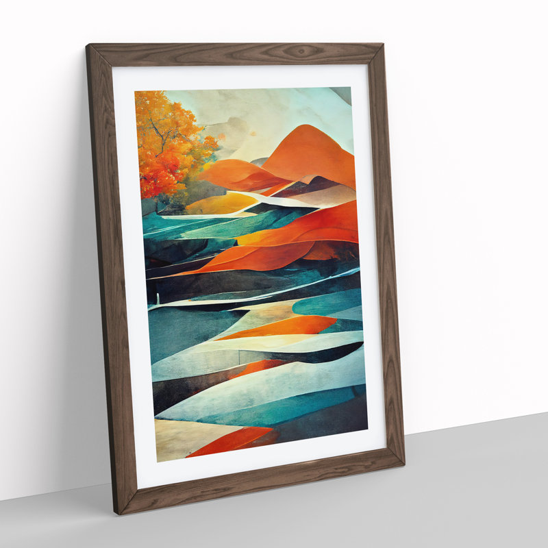 Meadow Landscape Abstract No.2 - Framed Print, 34cm H x 25cm W, Brown