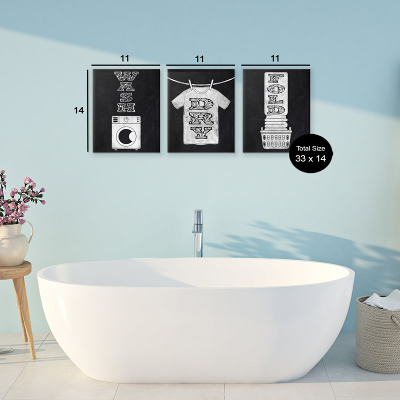 Wash & Dry Ornate Letters, ensemble de 3 toiles, design par Marcus Prime, H 14 po x l 11 po