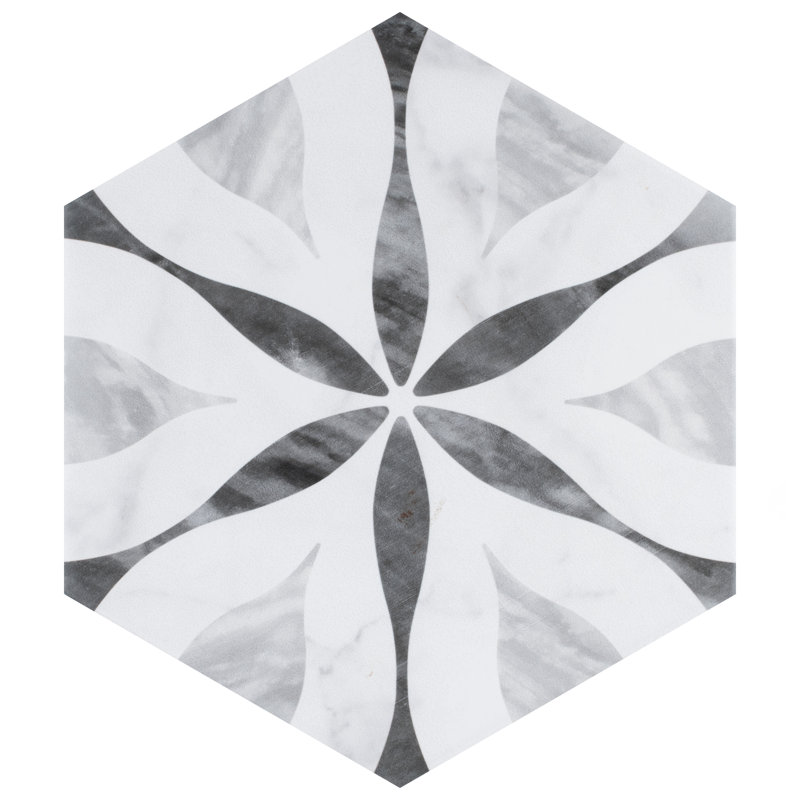 Carreau de porcelaine à motif hexagonal 7 po x 8 po Classico Bardiglio