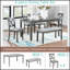 6 Piece Kitchen Dining Set, Rectangular Wooden Table With 4 Upholstered Chairs And A Bench, Ideal For Family Meals And Gatherings-644268864-644268871-644268869