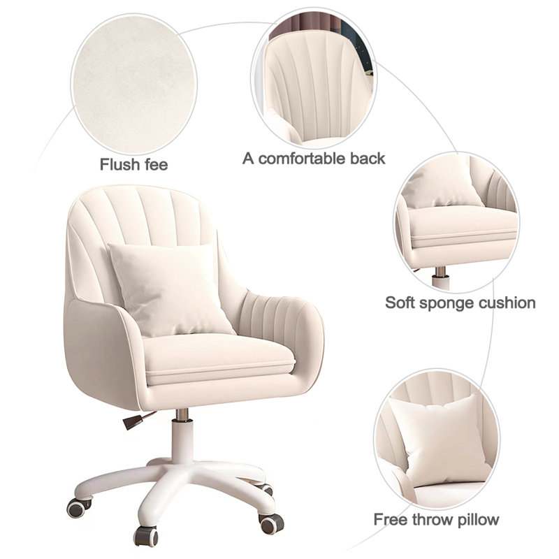 Canora Grey Velvet Task Chair, White