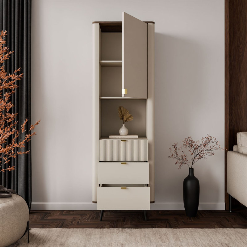 191 cm H x 60 cm W Bookcase, cashmere / walnut
