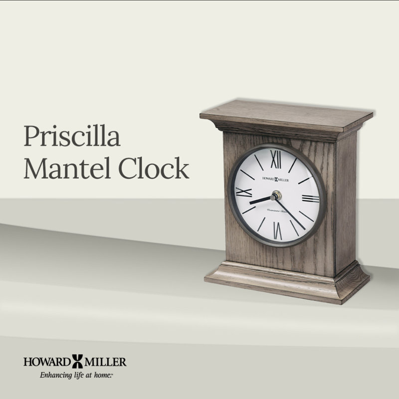 Priscilla Modern & Contemporary Mantel Clock, Wood Veneered Bracket Frame with Westminster Chime, Convex Glass