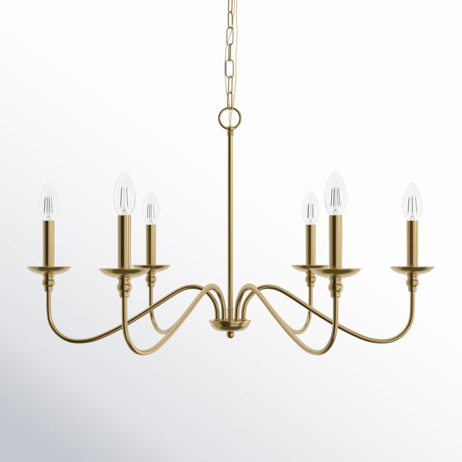 Ableton Iron 6-Light Chandelier, 18" H x 30" W x 30" D, Satin Gold