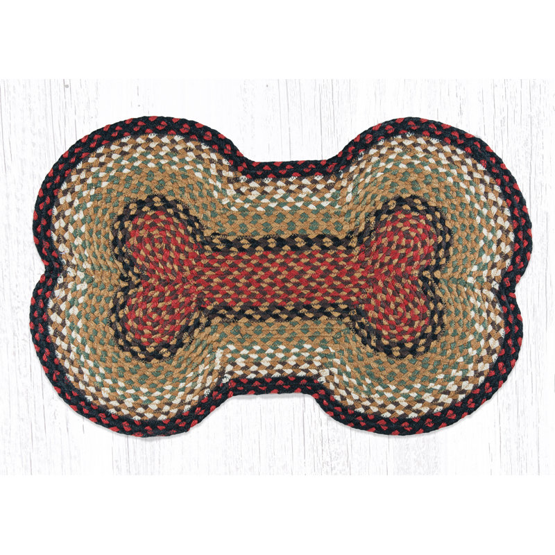 Tapis en os bourgogne / moutarde, 1 pi 6 po x 2 pi 4 po