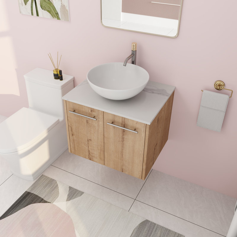 Demyah 23.66 " W Free Standing Wall Mounted 1 Single Vanity Bathroom Vanity With Ceramic Top