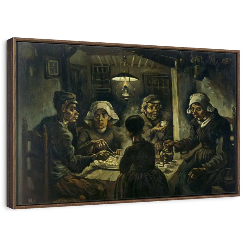 Les mangeurs de pommes de terre, Cadre flottant noyer, 43 po x 29 po