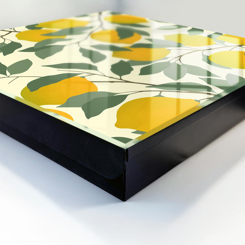 Key cabinet, Opens to the right, 30x30x5, Black, Energetic lemons on a light background, 