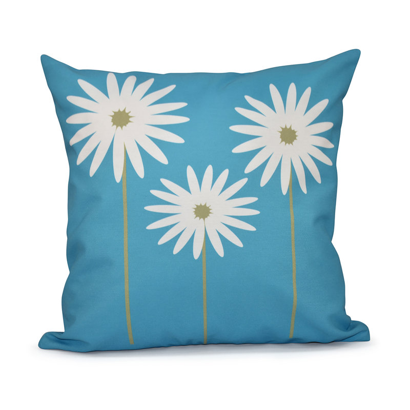Daisy May Floral Outdoor Reversible Throw Pillow, 20" H x 20" W, Caribbean
