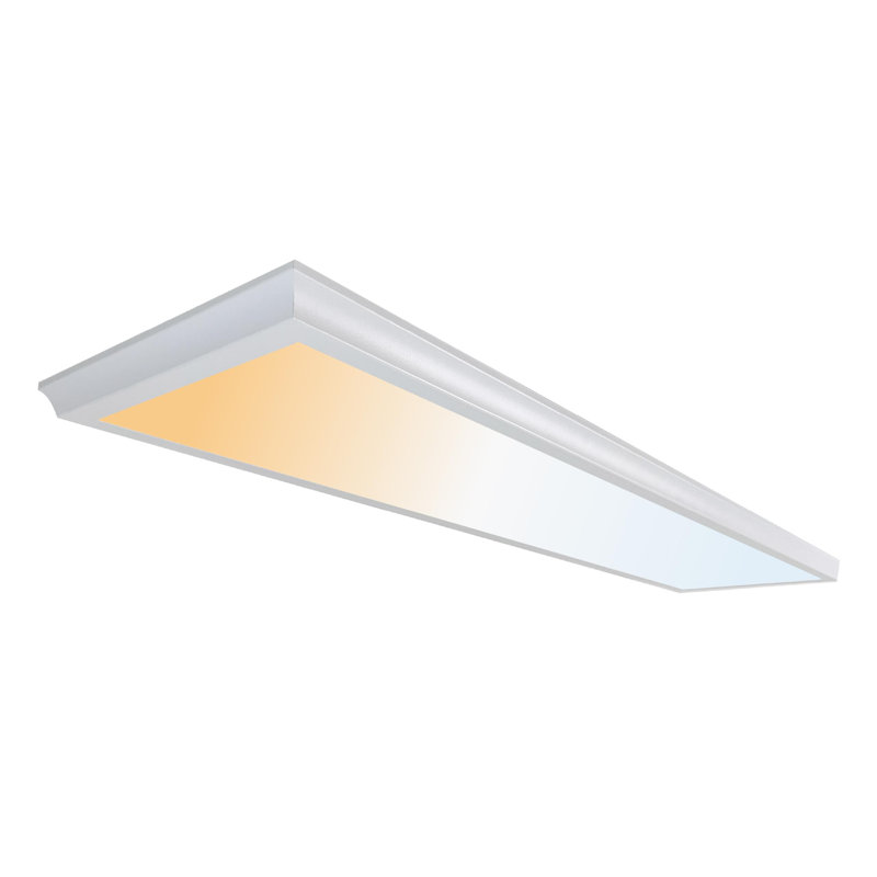 Framed 1X4 Ft LED Light Panel - CCT Switchable Surface Mount Light With Integrated Frame - TRIAC Dimmable, 5 CCT Adjustable Color Temperature