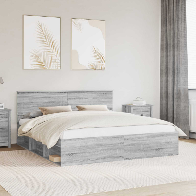 Bed Frame, 200 x 200 cm, Grey Sonoma