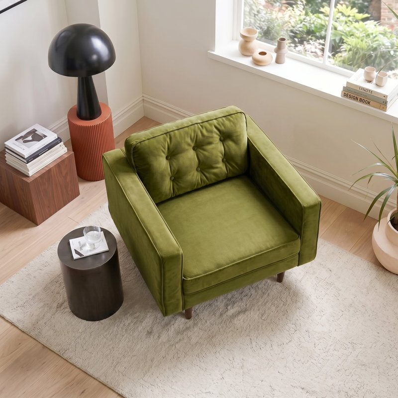 Fauteuil capitonné large de 95,76 cm Ney, Olive Green