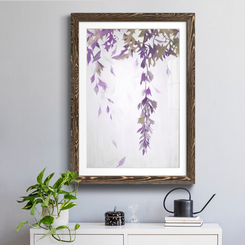 Feuille cascade Ii - reproduction de cadre photo sur papier, H 31 po x l 44 po x P 1 po, Noyer
