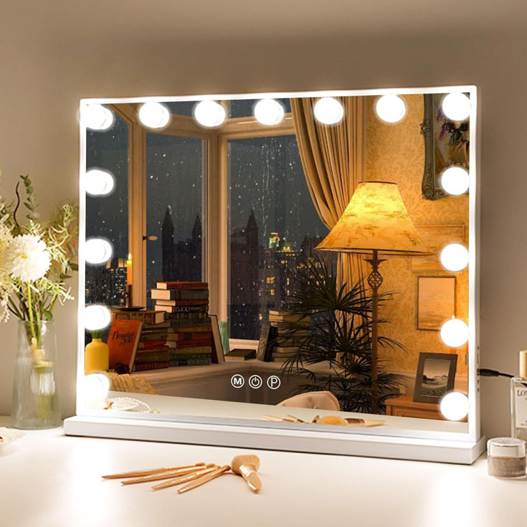 Keuna Rectangle LED Metal Mirror Ebern Designs