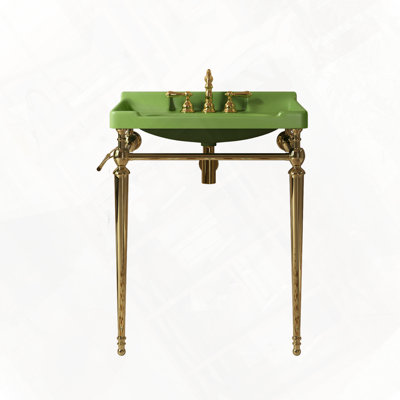 Wall Mounted Bathroom Console Sink with Stainless Steel Support Legs