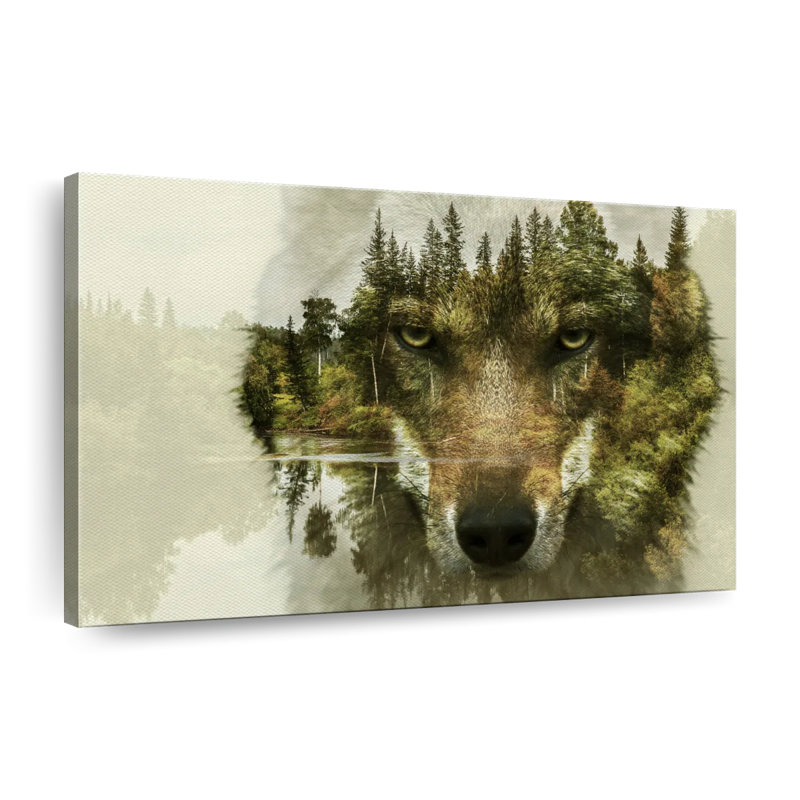 Wolf Head Silhouette Canvas Print, 8" H x 12" W x 1" D