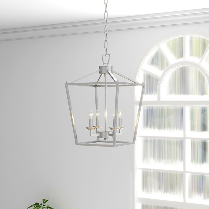 Luminaire suspendu géométrique à 4 lumières Dobson, Nickel brossé
