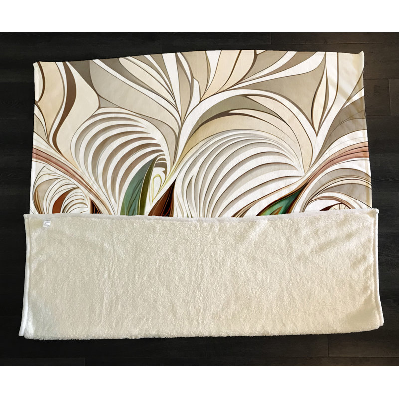 Throw Blanket, 51" W x 60" L, Floral/Abstract, Tan/Orange/Green