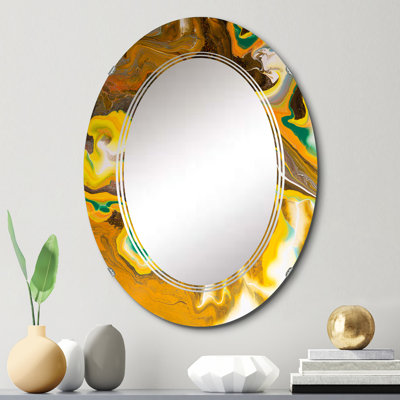 Miroir mural moderne kaki vif et jaune marbré