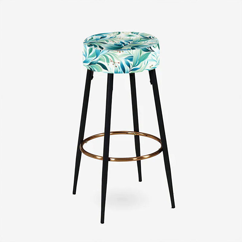 Ensemble de 2 tabourets de bar style océanique à motif botanique et feuillage tropical