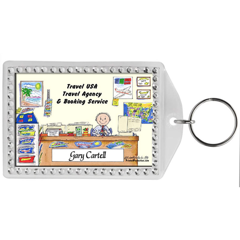 Personalized Personal Folks Travel Agent - Porte-clés à bordure en strass pour homme, Oui