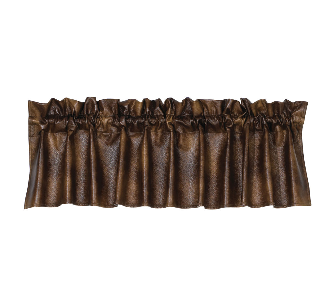 Brown Faux Leather Western Southwestern Rustic Cabin Lodge Valance Rod Pocket 18x84 inch Paseo Road by HiEnd Accents