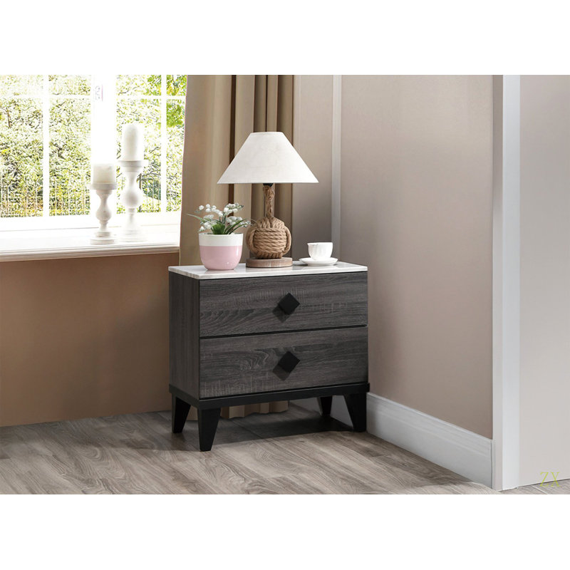 Table de chevet, Gris / Noir
