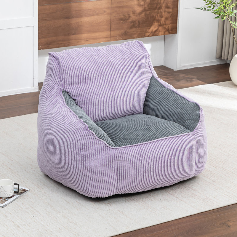 Fauteuil à billes pour adultes, Grey/Purple Corduroy