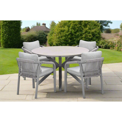 Neodesha Round 122cm 5 Piece 4 Person Outdoor Table set with Wardsville Dining Chairs
