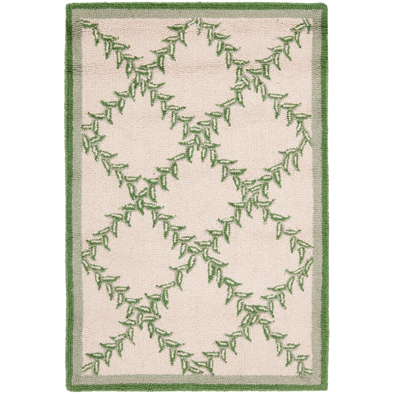 Jonsson Hand Hooked Wool Pile Geometric Rug, Rectangle 1'8" x 2'6"