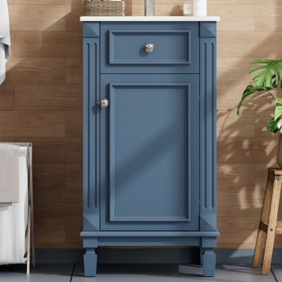 Bathroom Vanity With Ceramic Sink, Freestanding Single Vanity With Soft Closing Door, Adjustable Shelf