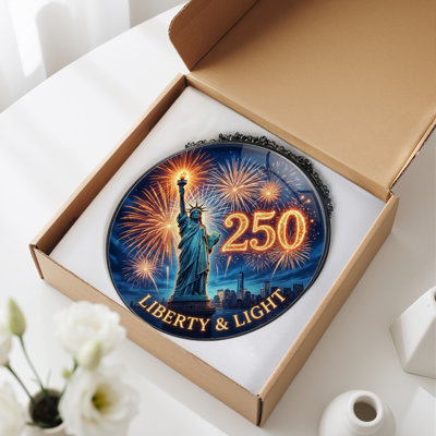 Liberty Light USA 250th Anniversary Merchandise Glass Window Panel for Home  Decor，7.8H