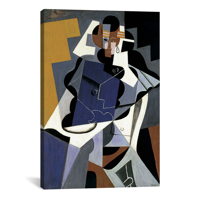 "" femme assis "par juan gris, impression sur toile, H 12 po x l 8 po x P 0,75 po
