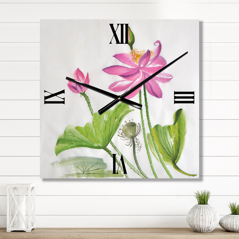 Deux fleurs de lotus roses - Horloge murale traditionnelle, Grand