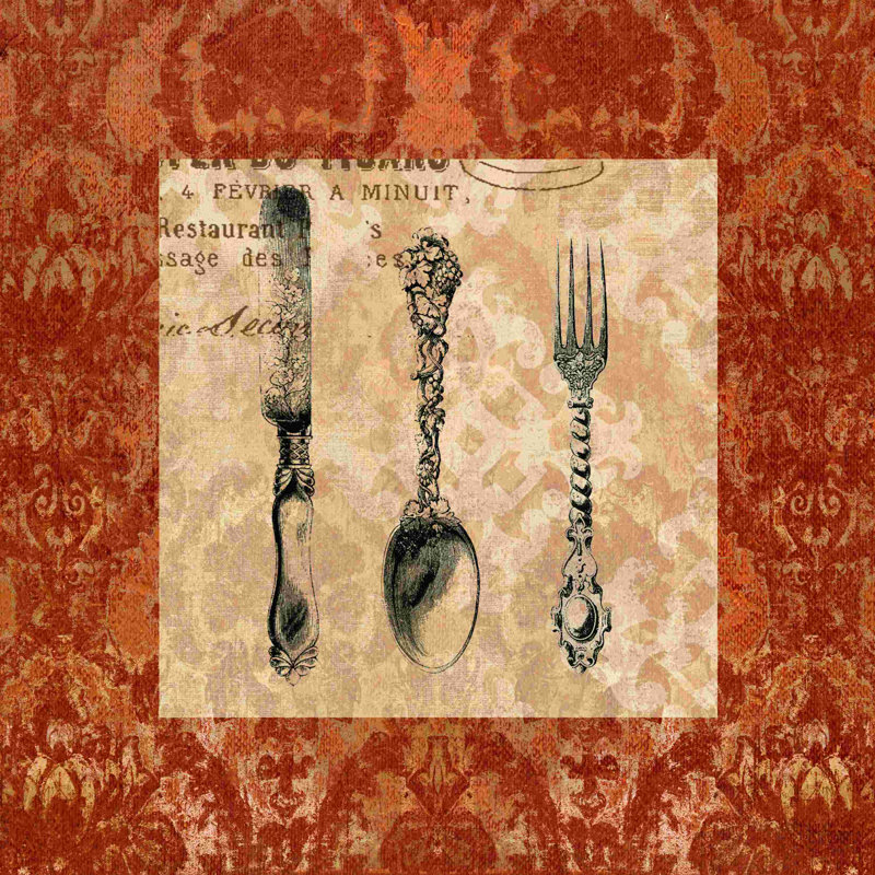 Ustensiles - reproduction sur toile tendue, H 36 po x l 36 po
