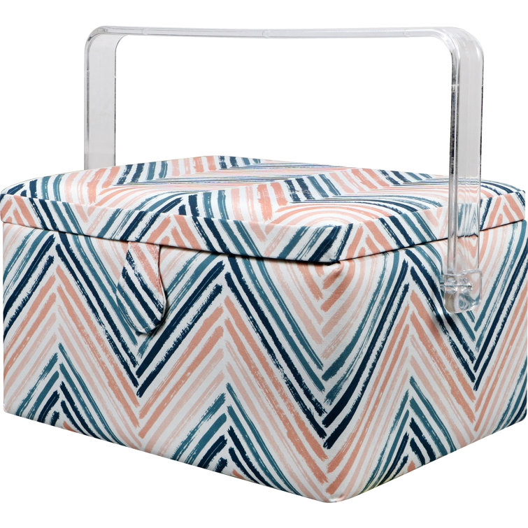 SINGER Sewing Basket Pastel Chevron Print with 10pc Sewing Kit