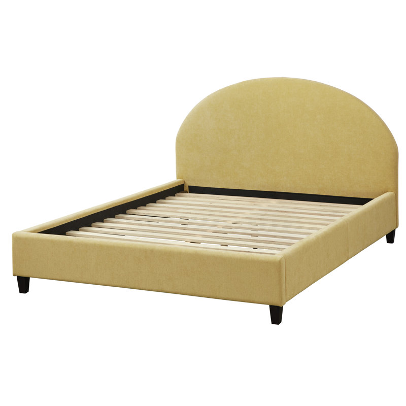Upholstered Panel Bed, Pale Yellow