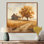 Jaune, brun, automne, campagne, délice, grange, salon, art mural