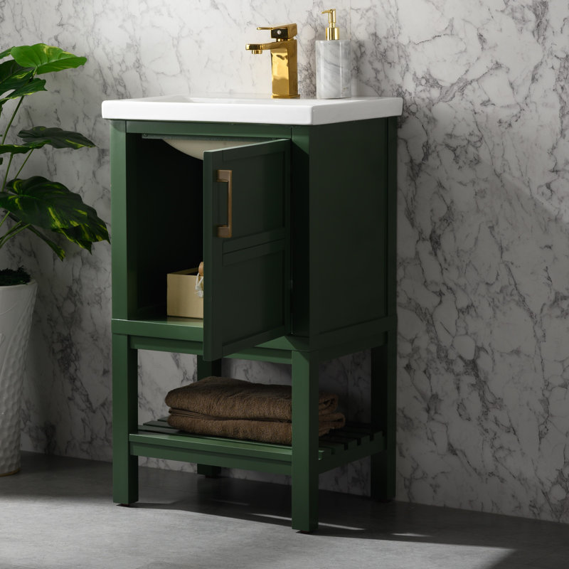 Darion 20" Single Bathroom Vanity with Ceramic Top, Green