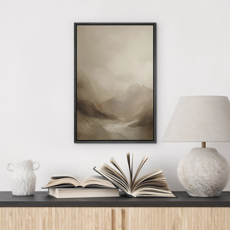 Reproduction de paysage abstrait encadrée d'art mural sur toile pour un décor moderne, Noir, H 24 po x l 16 po